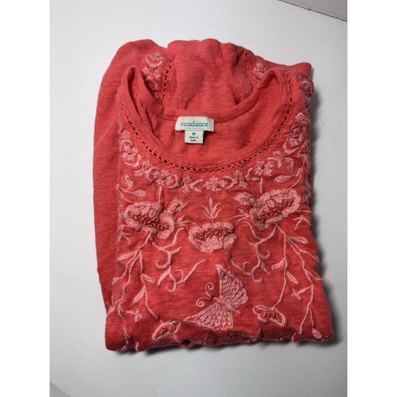 Sundance Shirt Womens Medium Linen Embroidered Floral Sleeveless Boho Tank - Picture 2 of 9